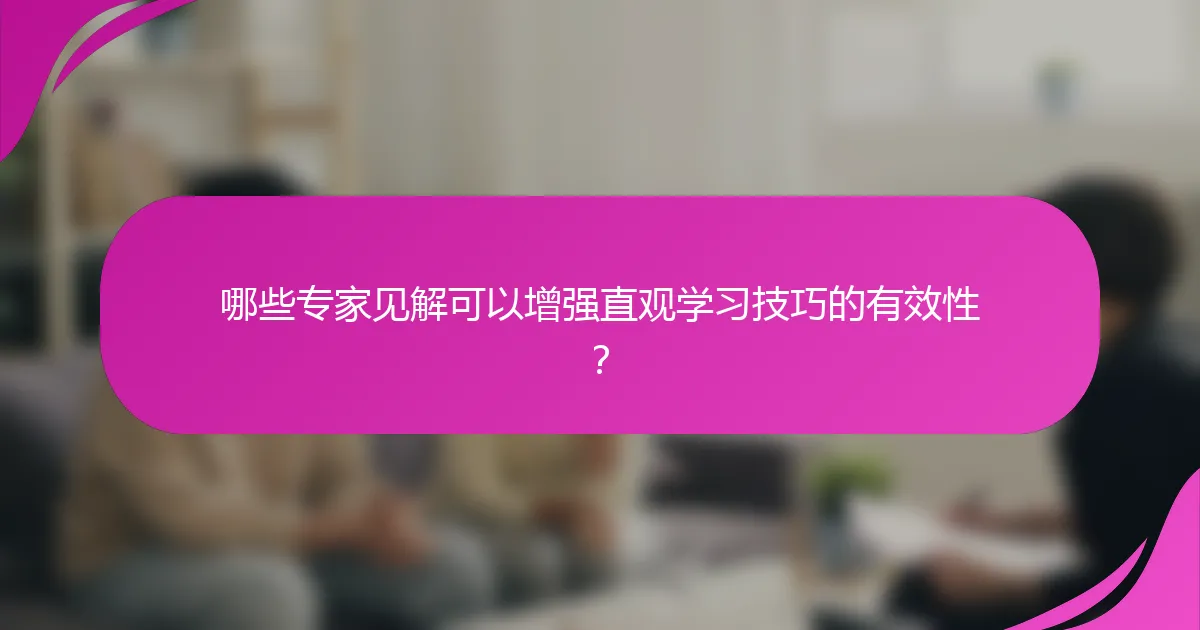 哪些专家见解可以增强直观学习技巧的有效性？
